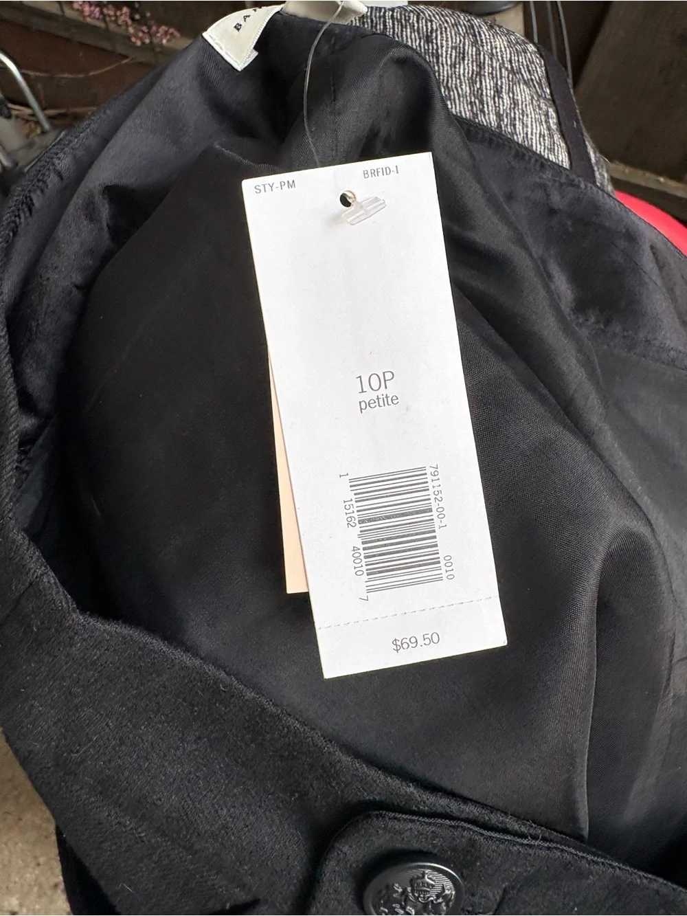 Banana Republic Black Button-Detail wool Mini Skirt